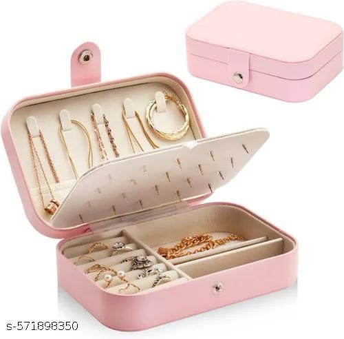 Jewellery BoxTravel Portable Leather Jewelry Organiser Box. For Ring, Pendant, Earring, Necklace, Bracelet Organizer Storage Holder Boxes (PACK 1)