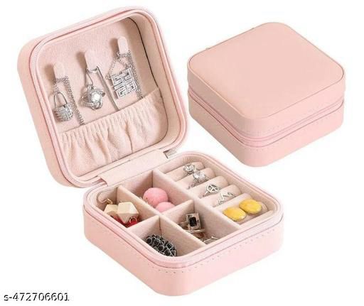 Jewellery BoxTravel Portable Leather Jewelry Organiser Box. For Ring, Pendant, Earring, Necklace, Bracelet Organizer Storage Holder Boxes (PACK 1)