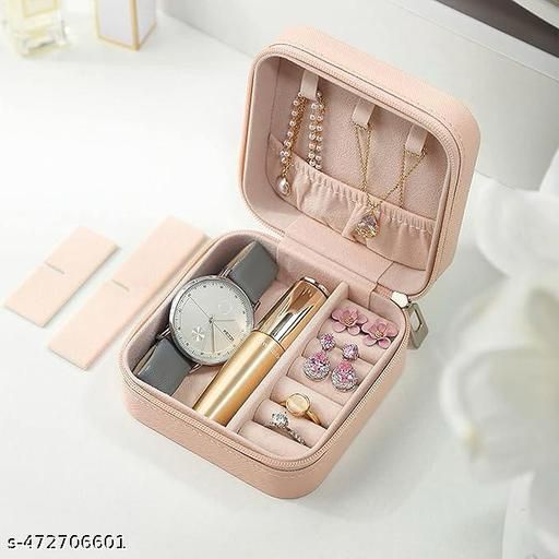 Jewellery BoxTravel Portable Leather Jewelry Organiser Box. For Ring, Pendant, Earring, Necklace, Bracelet Organizer Storage Holder Boxes (PACK 1)